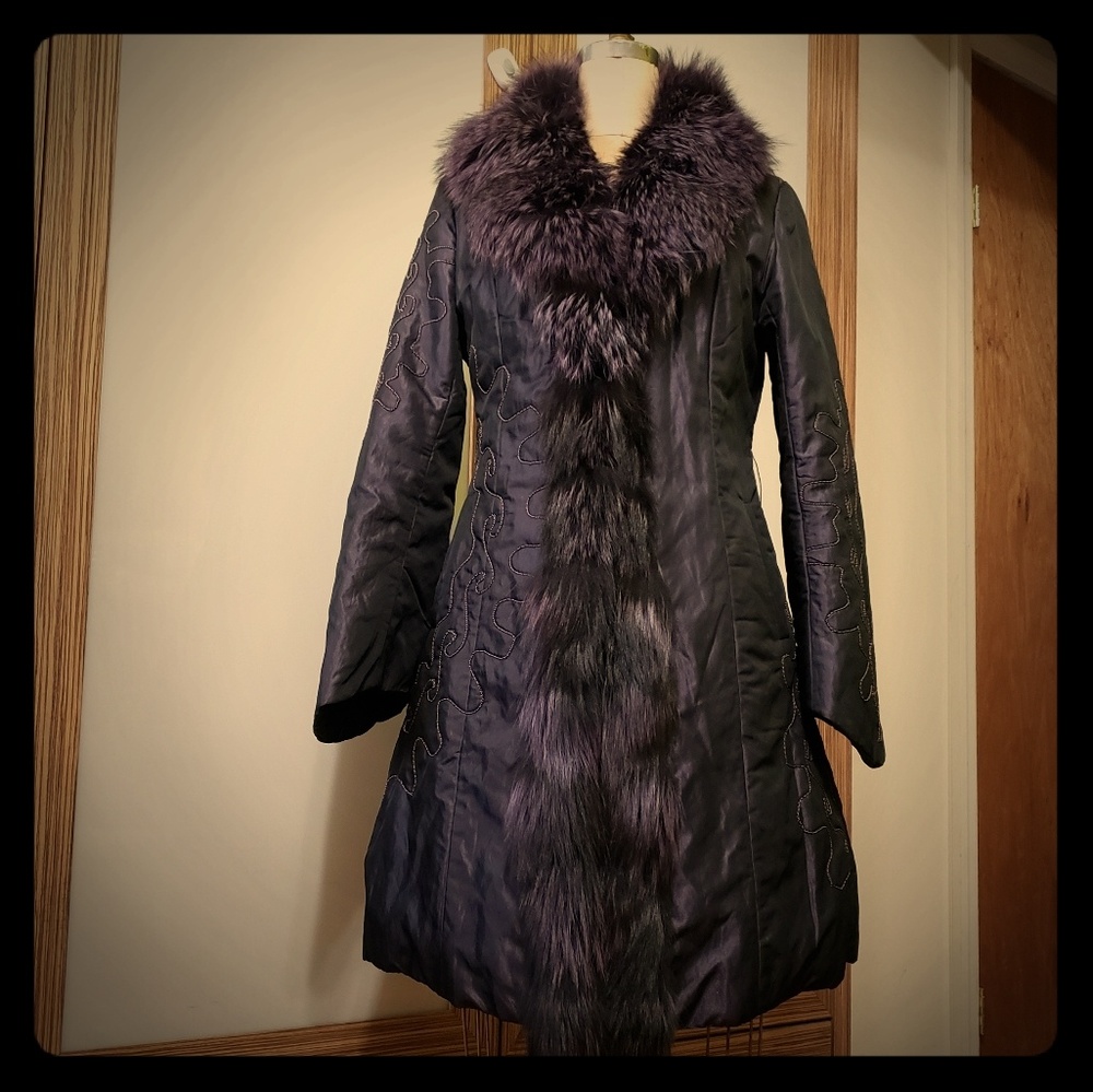 Purple fur coat size L (Size USA 4-6)